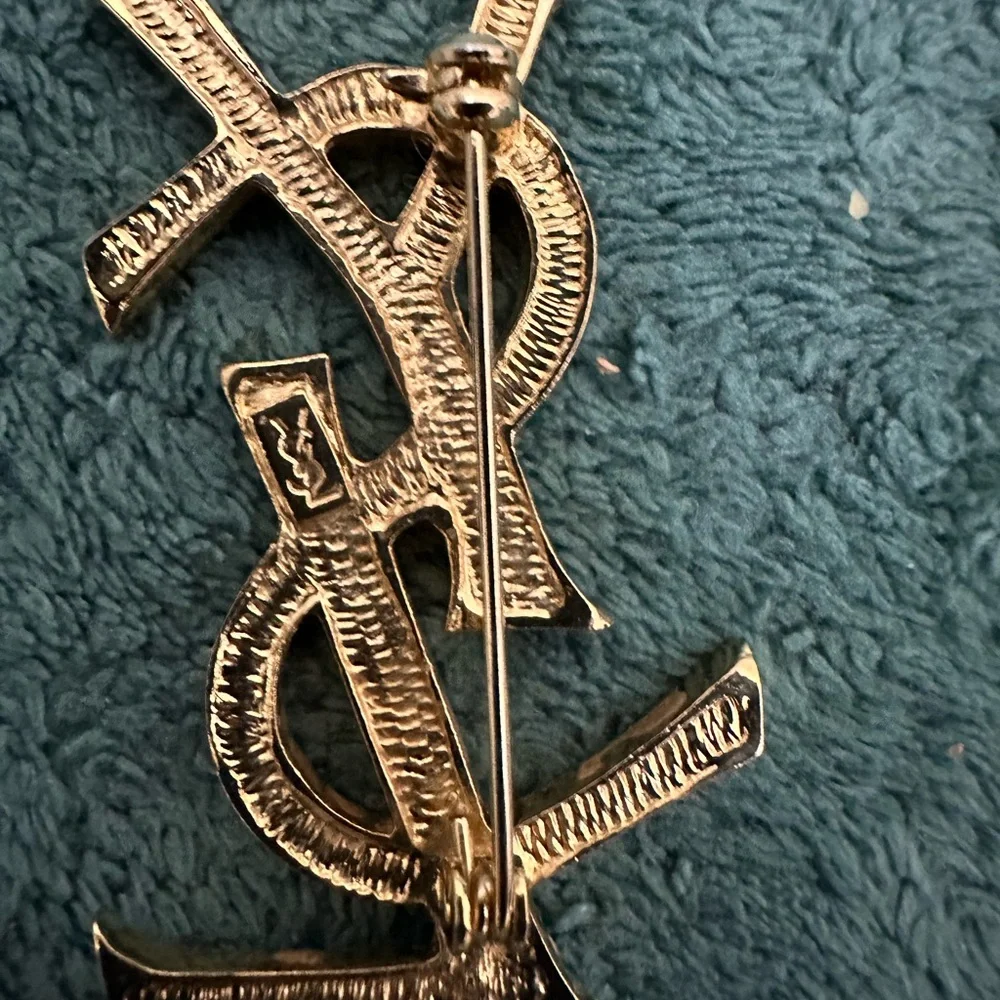 YSL Gold Crystal Brooch - Picture 2 of 3